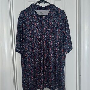 Men's Navy and Red Patterned Shirt